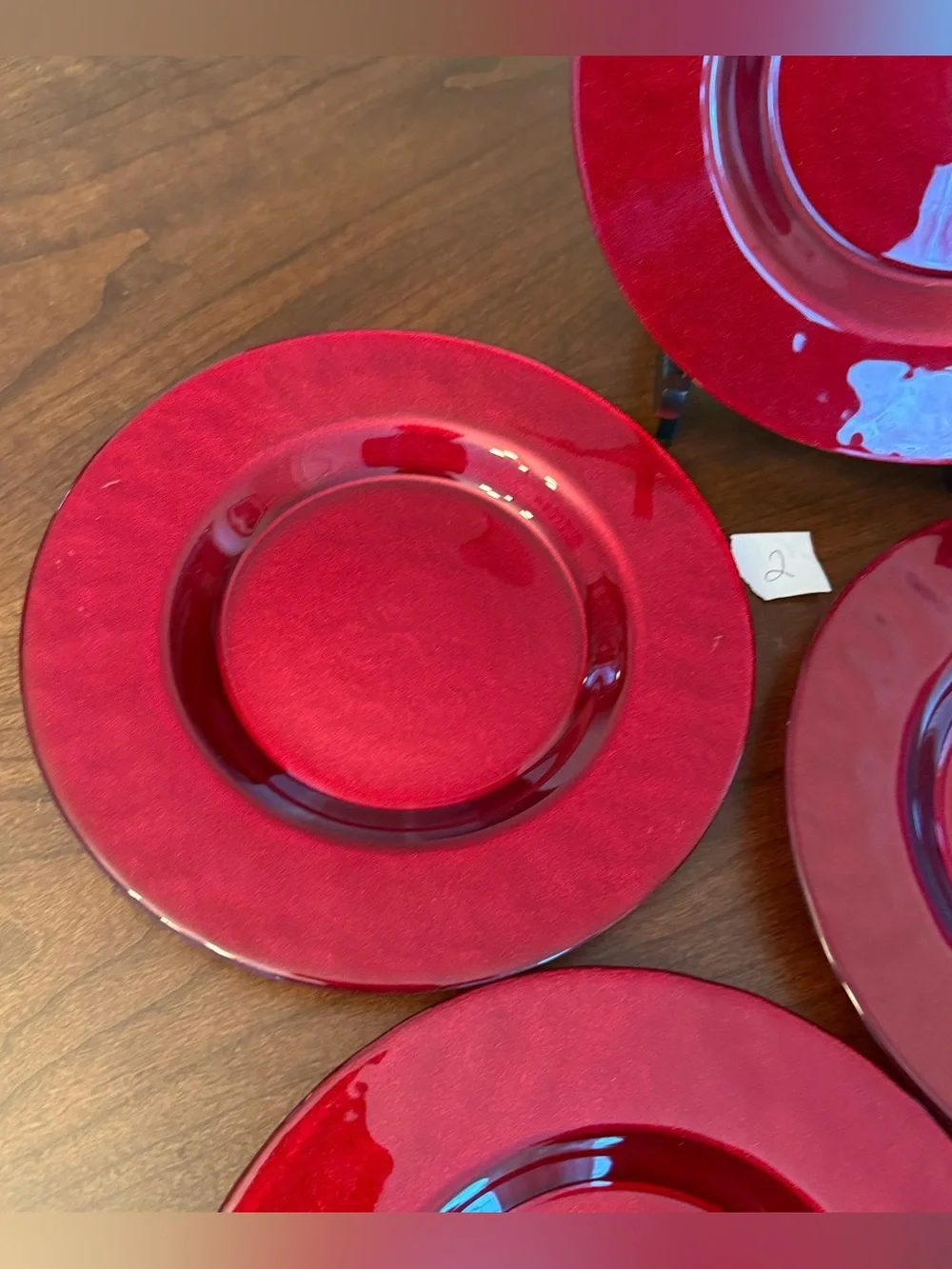 Set of 4 Vintage Pier 1 Imports Ruby Red 8.25” Glass Salad / Dessert Plates - #2